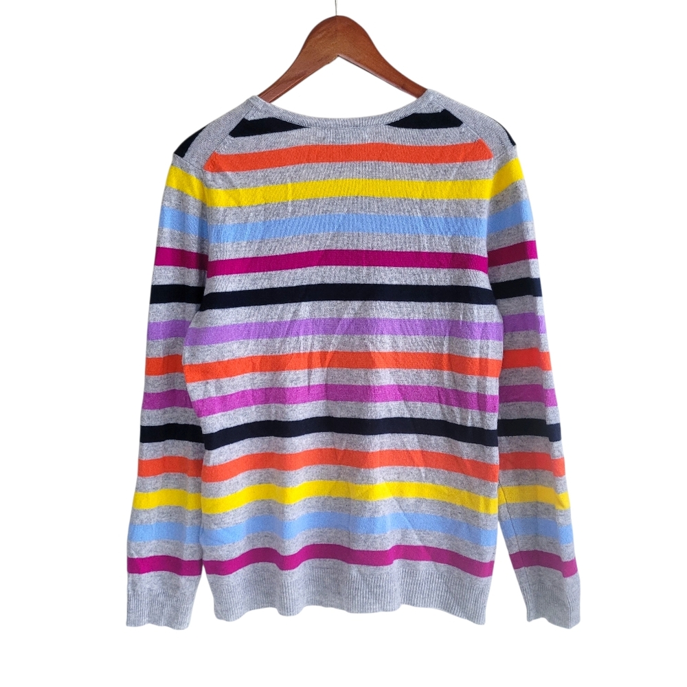 Charter Club 100% Cashmere Striped Crew Neck Sweater Womens Large - Picture 2 of 5
